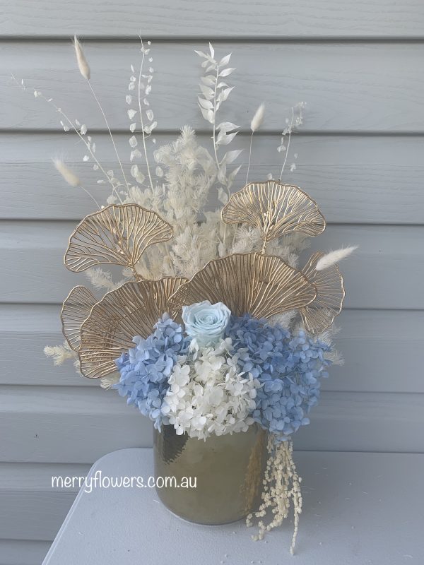 Blue and gold dried flowers